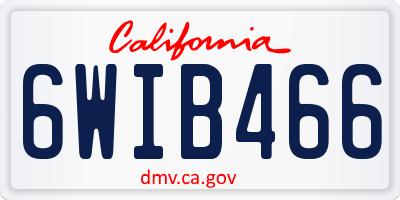 CA license plate 6WIB466