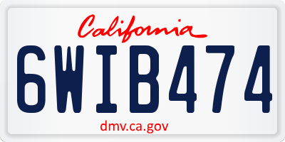 CA license plate 6WIB474