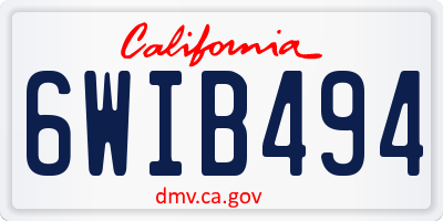 CA license plate 6WIB494
