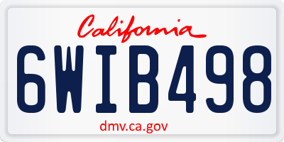 CA license plate 6WIB498