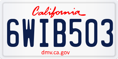 CA license plate 6WIB503