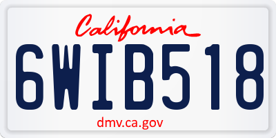 CA license plate 6WIB518