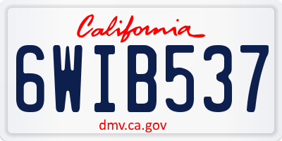 CA license plate 6WIB537