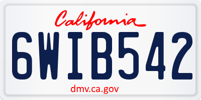 CA license plate 6WIB542