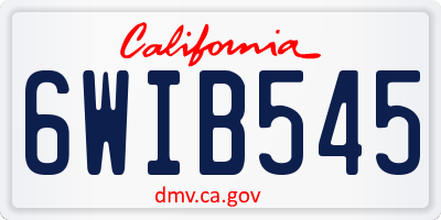 CA license plate 6WIB545