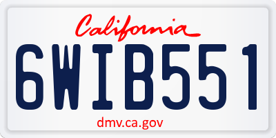 CA license plate 6WIB551
