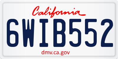CA license plate 6WIB552