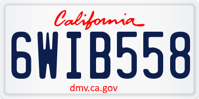 CA license plate 6WIB558