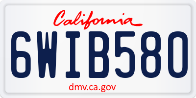 CA license plate 6WIB580