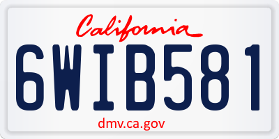 CA license plate 6WIB581