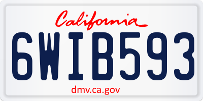CA license plate 6WIB593