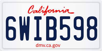 CA license plate 6WIB598