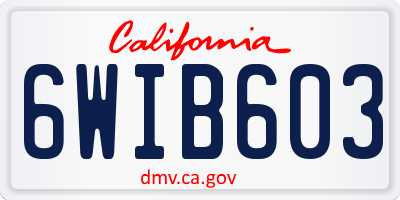 CA license plate 6WIB603