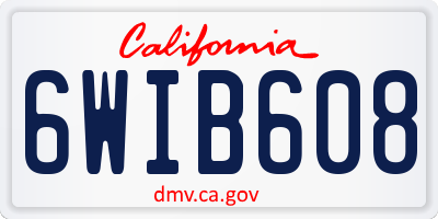CA license plate 6WIB608