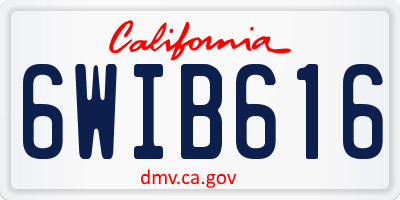 CA license plate 6WIB616