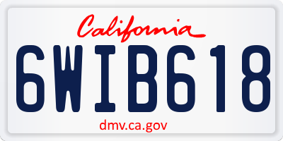 CA license plate 6WIB618