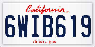 CA license plate 6WIB619