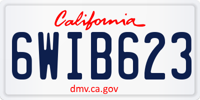 CA license plate 6WIB623