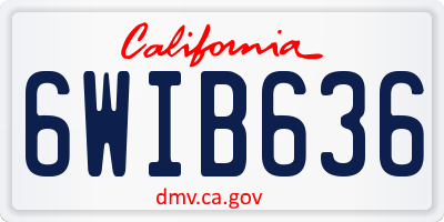 CA license plate 6WIB636