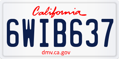CA license plate 6WIB637