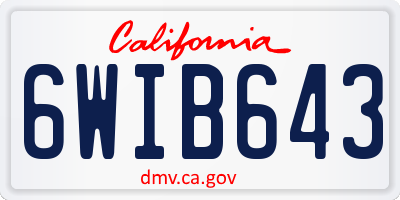 CA license plate 6WIB643