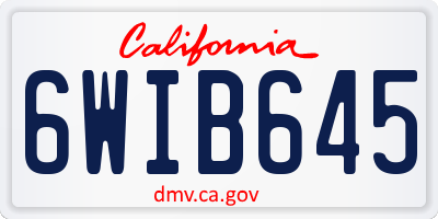 CA license plate 6WIB645