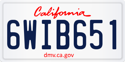 CA license plate 6WIB651
