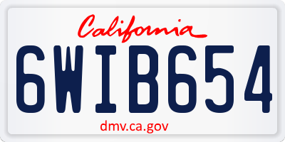 CA license plate 6WIB654
