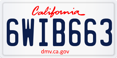 CA license plate 6WIB663