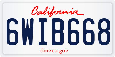 CA license plate 6WIB668