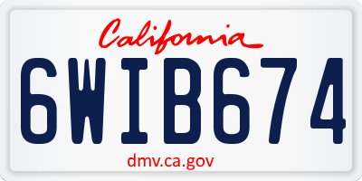 CA license plate 6WIB674