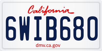 CA license plate 6WIB680