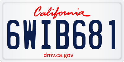 CA license plate 6WIB681