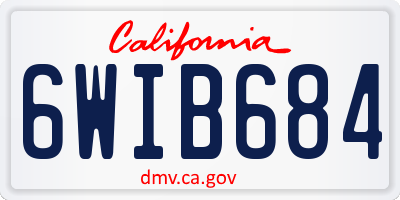 CA license plate 6WIB684