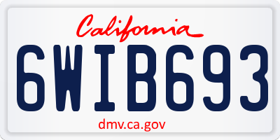 CA license plate 6WIB693
