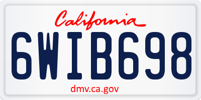 CA license plate 6WIB698