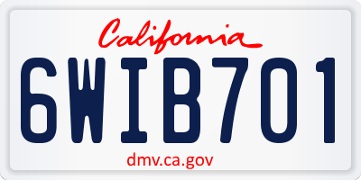 CA license plate 6WIB701