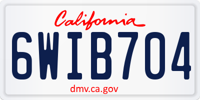 CA license plate 6WIB704