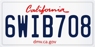 CA license plate 6WIB708