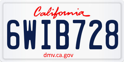 CA license plate 6WIB728