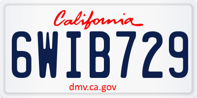 CA license plate 6WIB729