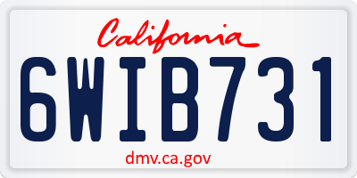 CA license plate 6WIB731