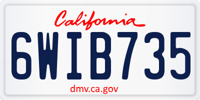 CA license plate 6WIB735