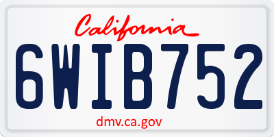 CA license plate 6WIB752