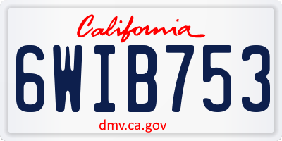 CA license plate 6WIB753