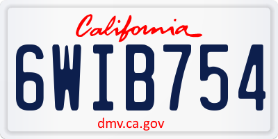 CA license plate 6WIB754