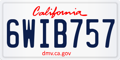 CA license plate 6WIB757