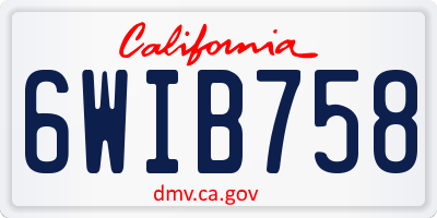 CA license plate 6WIB758