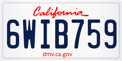 CA license plate 6WIB759