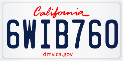 CA license plate 6WIB760